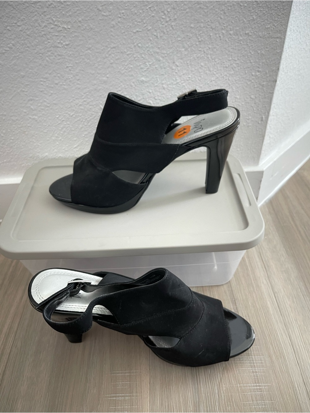 Impo Black Open-Toe Slingback Heels